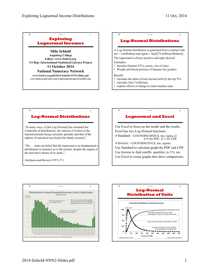 exploring lognormal income distributions 11 oct 2014