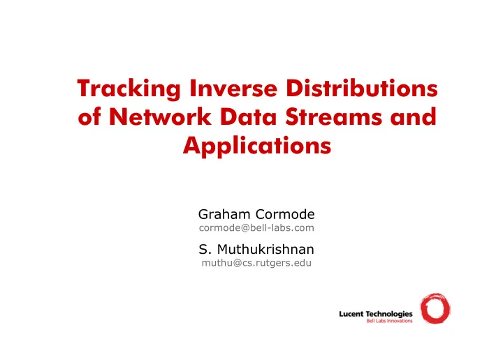 tracking inverse distributions of network data streams