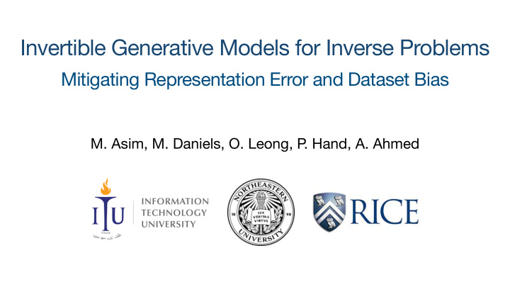 invertible generative models for inverse problems