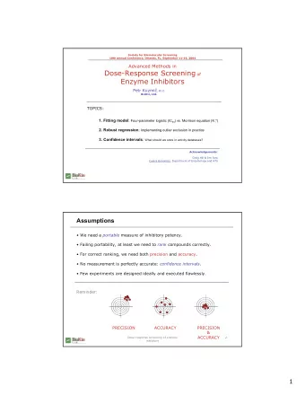 Enzyme Inhibitors Petr Kuzmi  , Ph.D.  BioKin, Ltd.  TOPICS: 1. Fitting model : Four-parameter