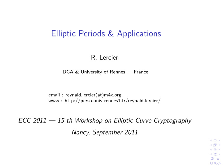 elliptic periods applications