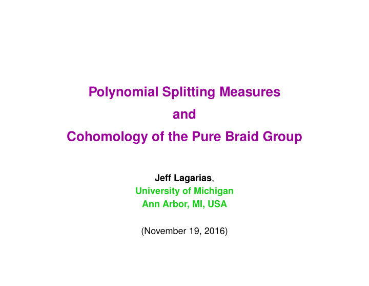 polynomial splitting measures and cohomology of the pure