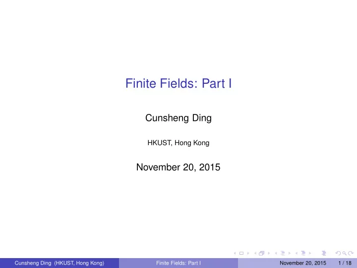 finite fields part i