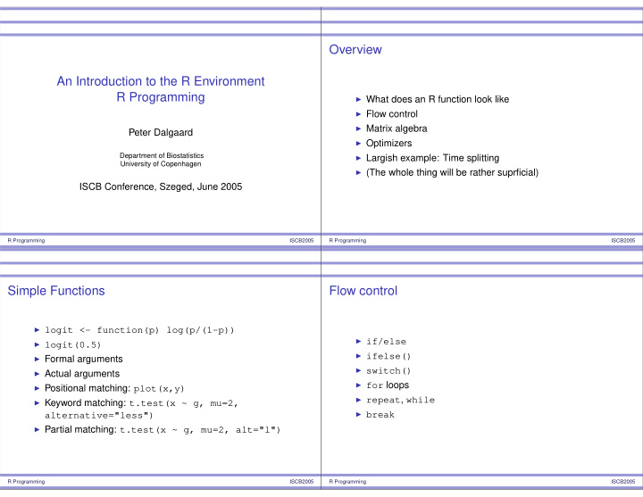 overview an introduction to the r environment r