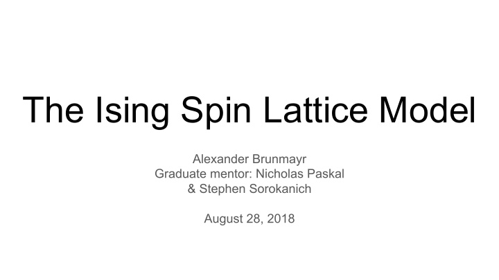 the ising spin lattice model