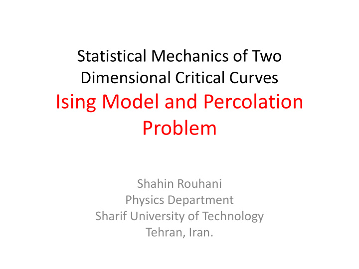 ising model and percolation