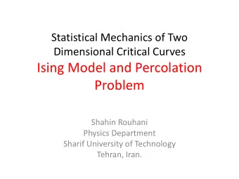 Ising Model and Percolation  Problem  Shahin Rouhani  Physics Department  Sharif University of