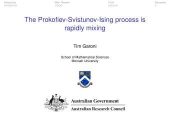 The Prokofiev-Svistunov-Ising process is  rapidly mixing  Tim Garoni  School of Mathematical