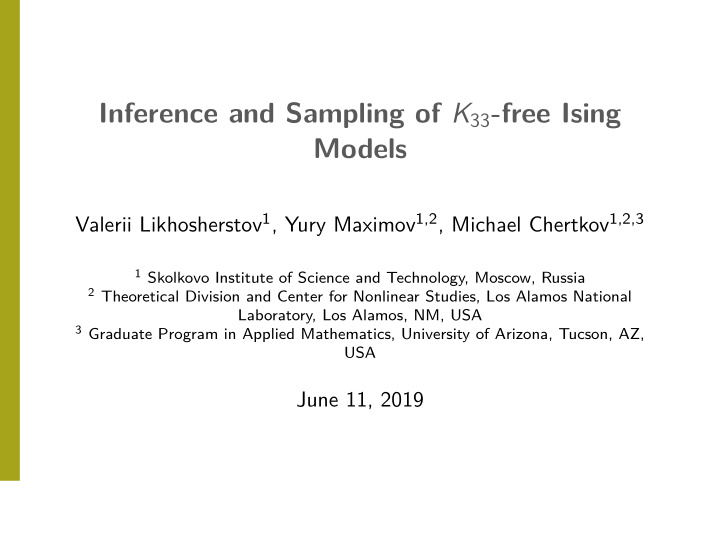 inference and sampling of k 33 free ising models