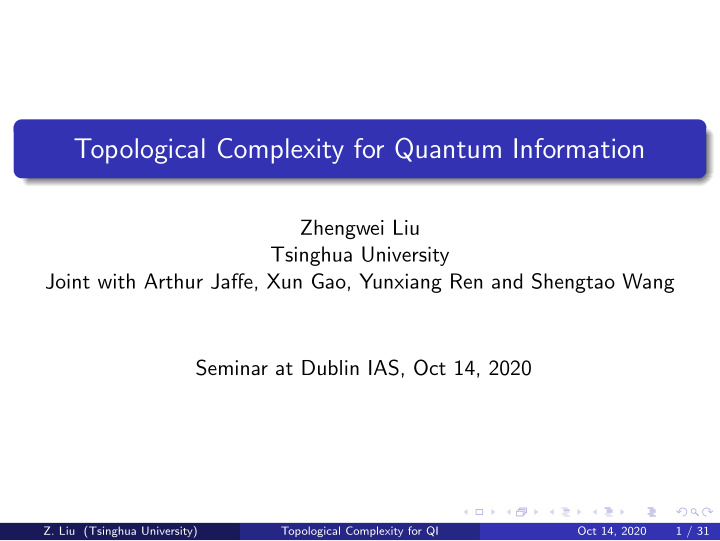topological complexity for quantum information
