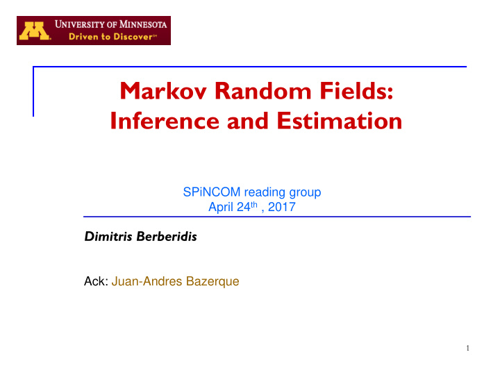 markov random fields inference and estimation