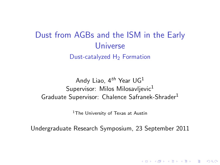 dust from agbs and the ism in the early universe