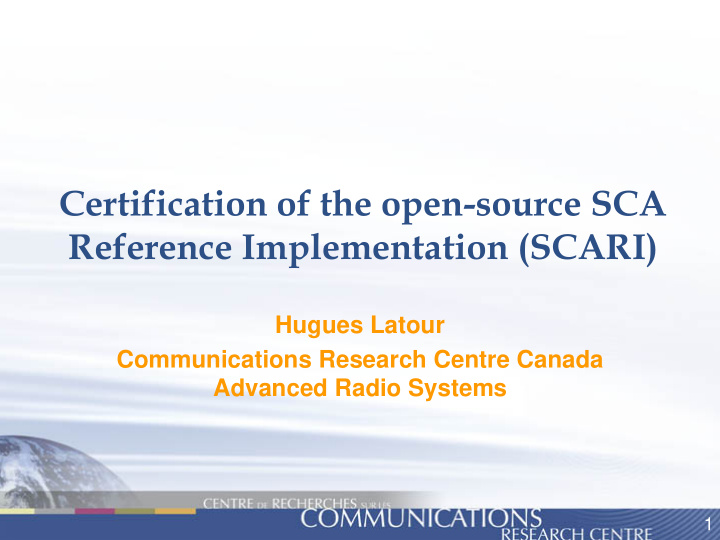 certification of the open source sca reference