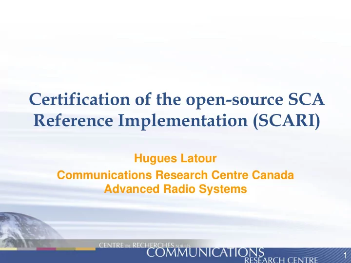 certification of the open source sca reference