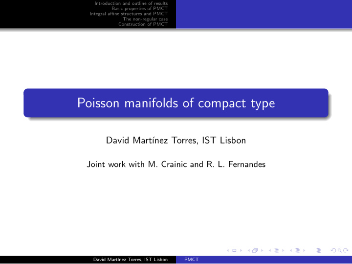 poisson manifolds of compact type