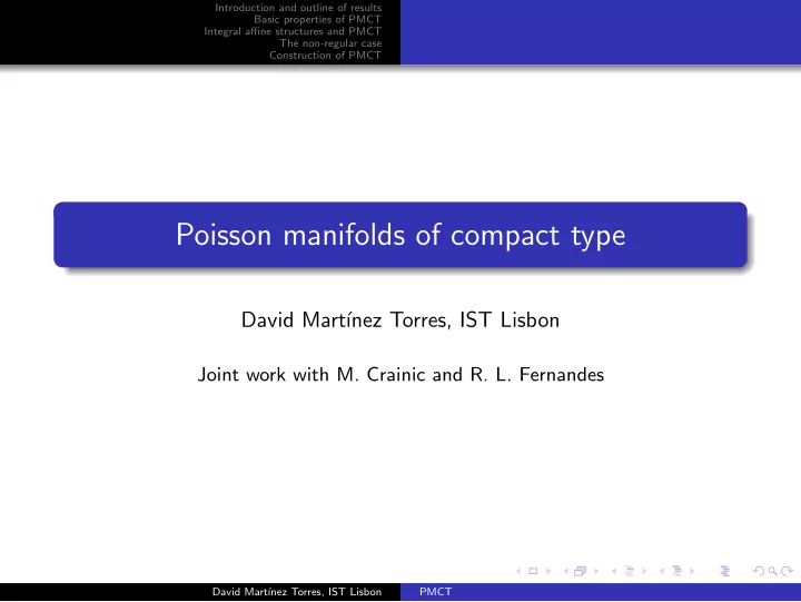 poisson manifolds of compact type