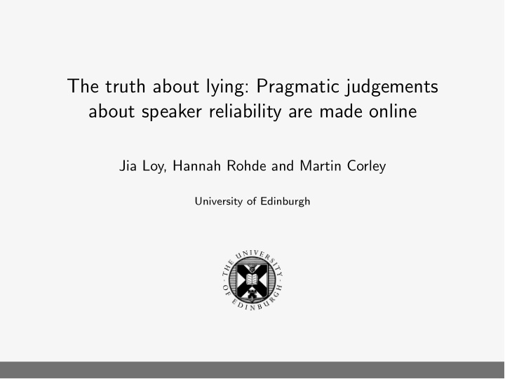 the truth about lying pragmatic judgements about speaker