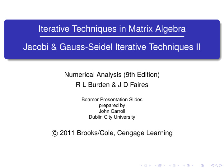 iterative techniques in matrix algebra jacobi gauss