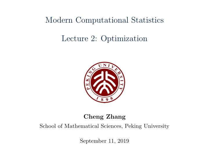 modern computational statistics lecture 2 optimization