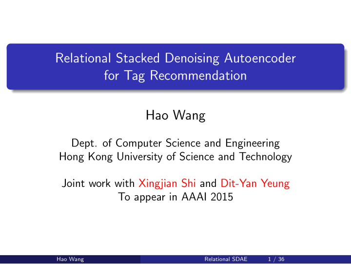 relational stacked denoising autoencoder for tag