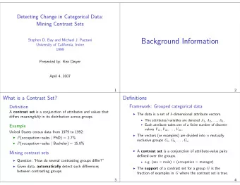 Background Information  Stephen D. Bay and Michael J. Pazzani  University of California, Irvine