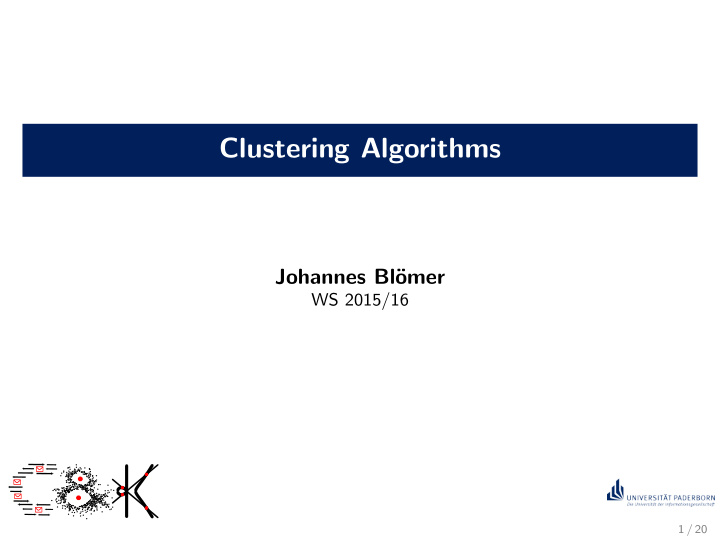 clustering algorithms