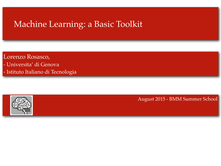 machine learning a basic toolkit