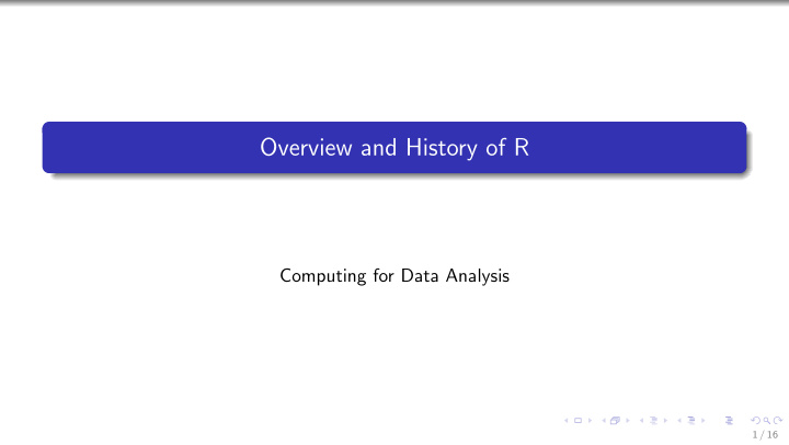 overview and history of r