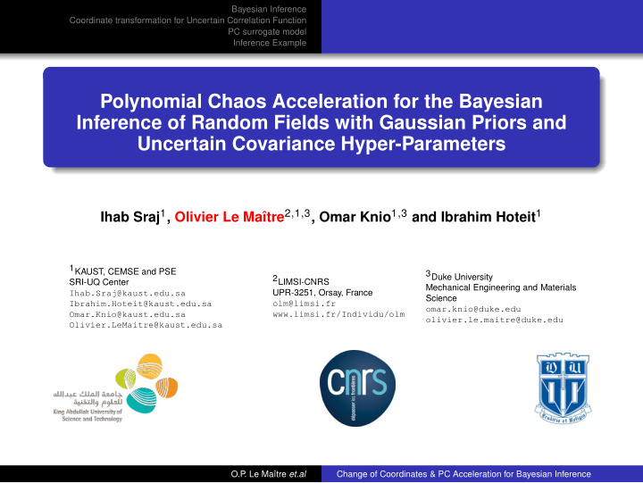 polynomial chaos acceleration for the bayesian inference
