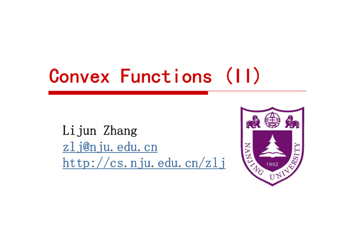 convex functions ii