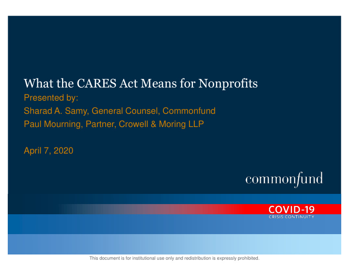 what the cares act means for nonprofits