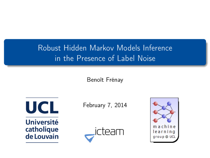 robust hidden markov models inference in the presence of