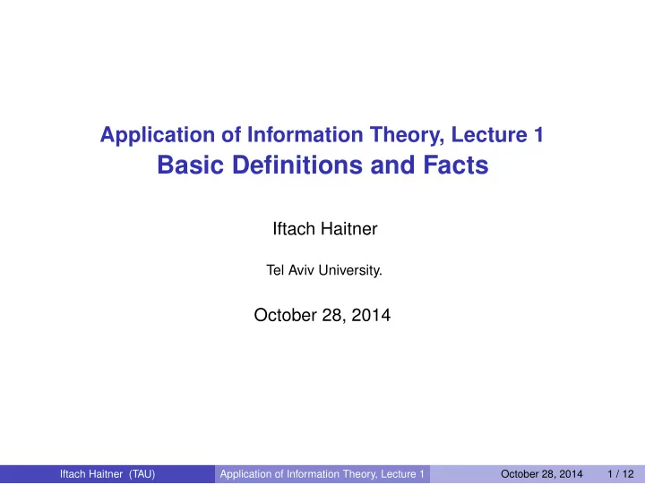 basic definitions and facts
