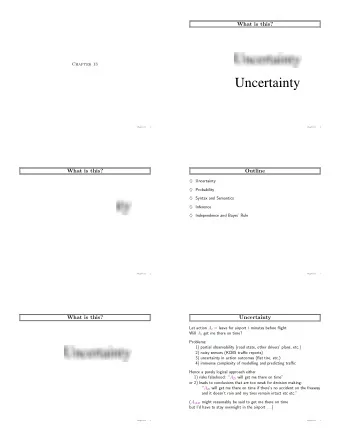 Uncertainty  Chapter 13  1  Chapter 13  4  What is this?  Outline  Uncertainty  Probability