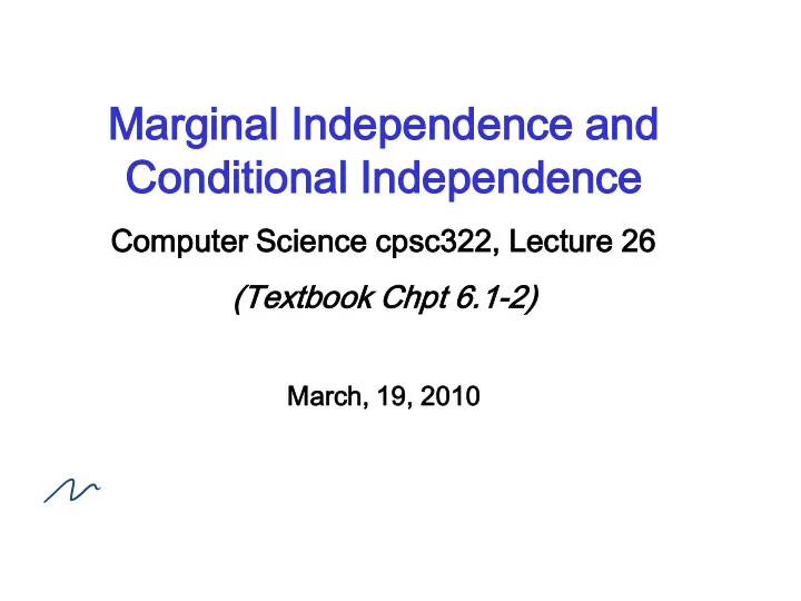 co cond nditional tional ind ndep epen endence dence