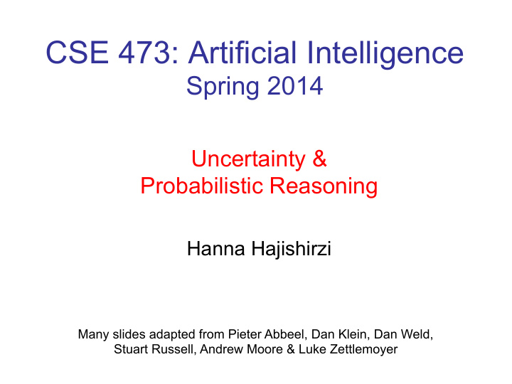 cse 473 artificial intelligence
