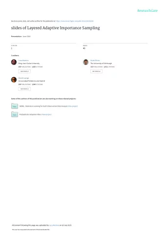 slides of Layered Adaptive Importance Sampling Presentation  June 2016  CITATION  READS  1  40  3