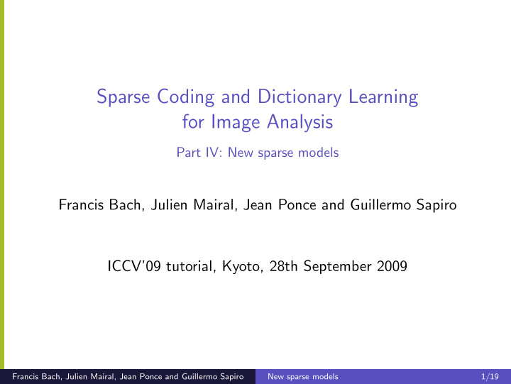 sparse coding and dictionary learning for image analysis