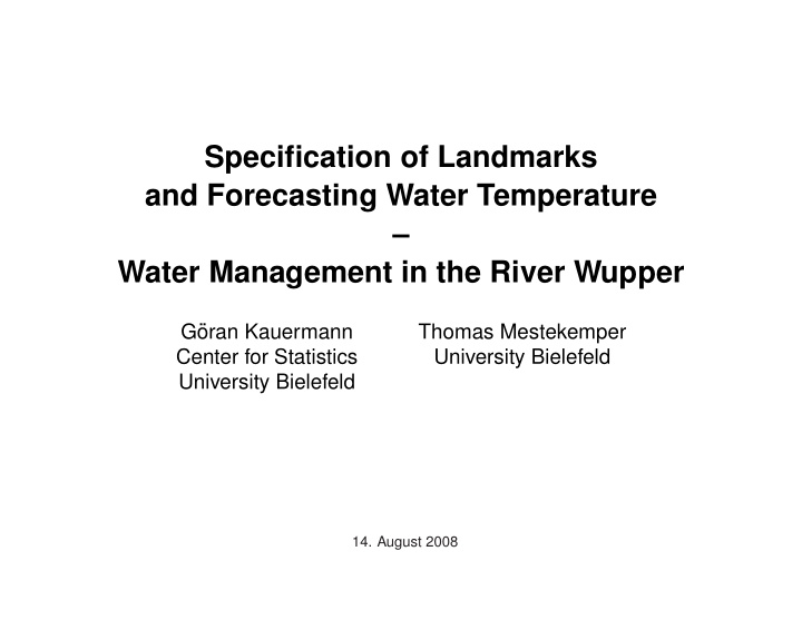 specification of landmarks and forecasting water