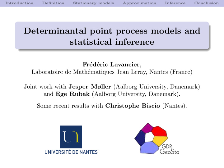 determinantal point process models and statistical