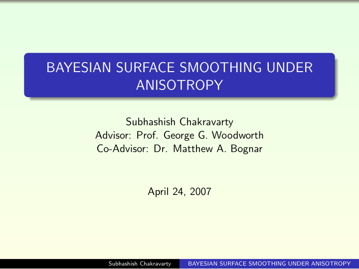 bayesian surface smoothing under anisotropy