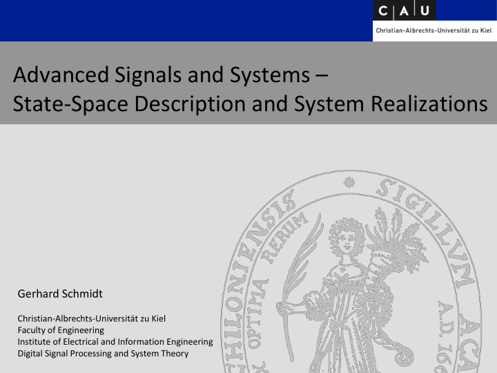 state space description and system realizations