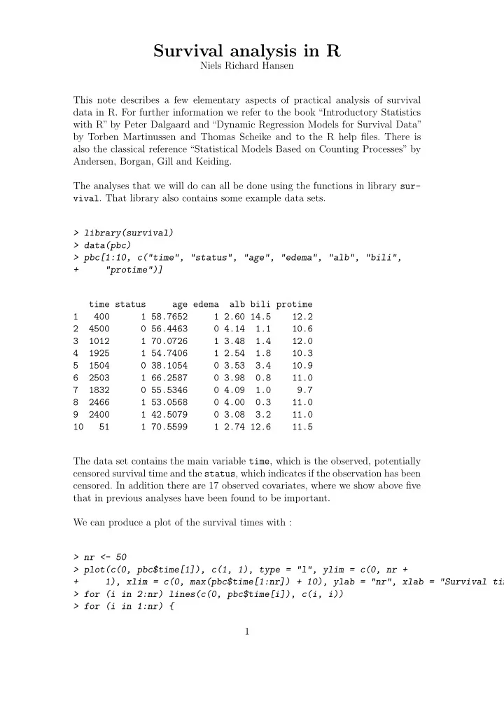 survival analysis in r