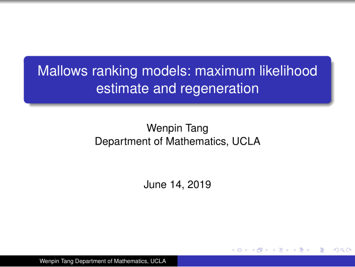 mallows ranking models maximum likelihood estimate and