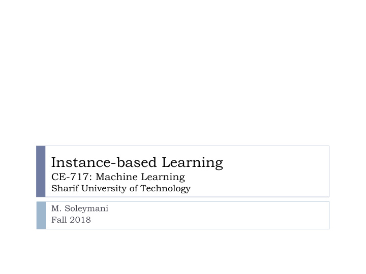 instance based learning