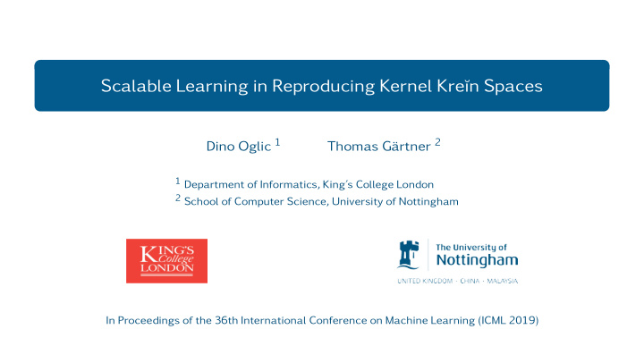 scalable learning in reproducing kernel kre n spaces