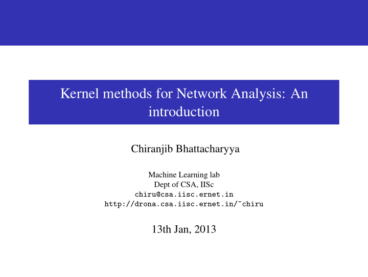 kernel methods for network analysis an introduction
