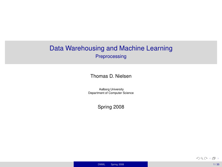 data warehousing and machine learning