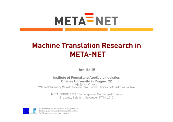 machine translation research in meta net