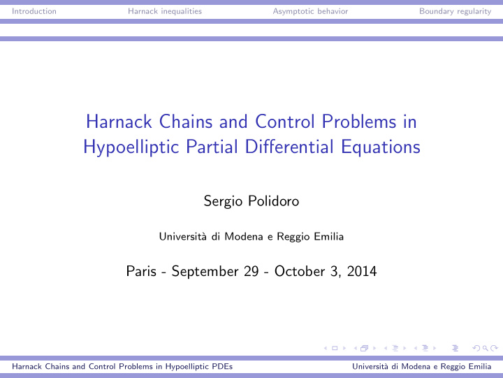 harnack chains and control problems in hypoelliptic